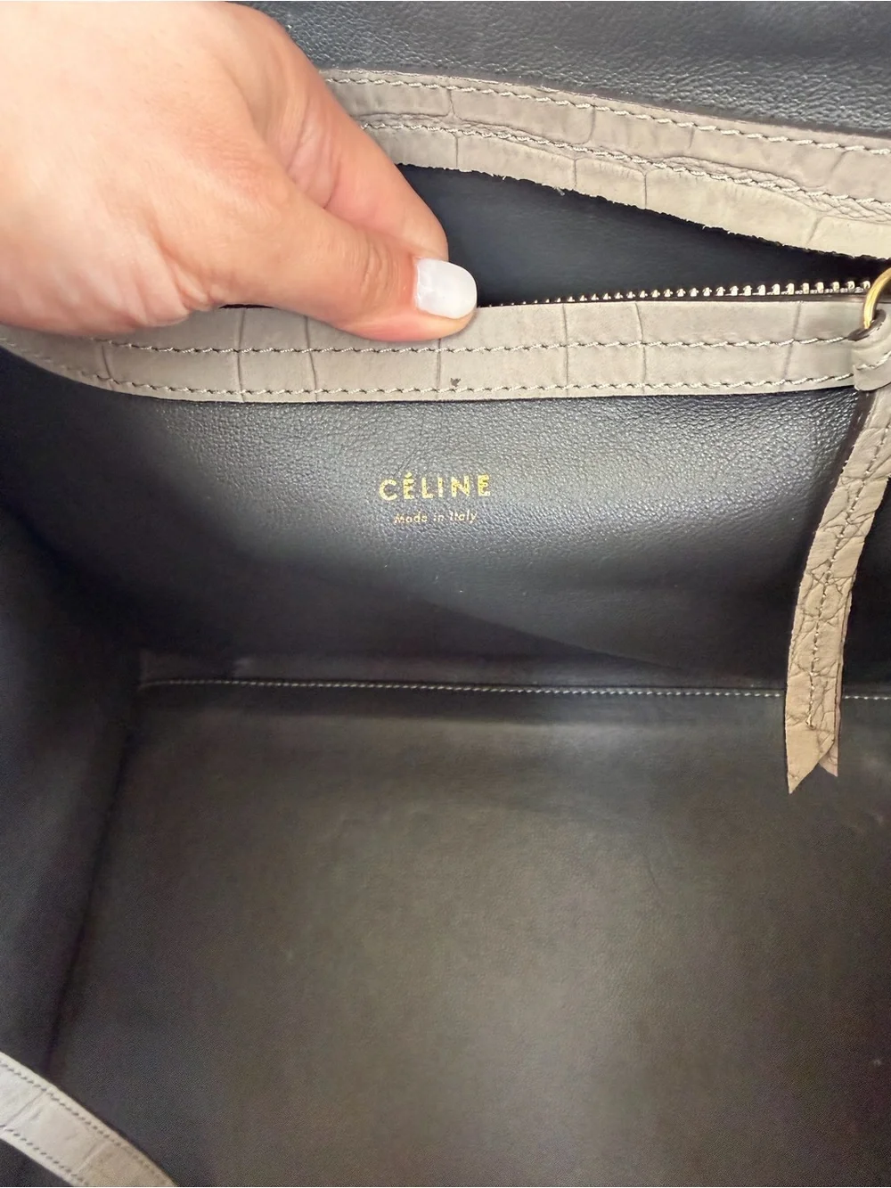Celine Nubuck Gray Croc-Embossed Phantom Luggage
